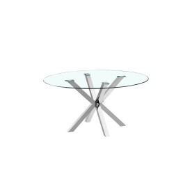 Трапезна маса DKD Home Decor Кристал Сребрист Стомана (110 x 110 x 76 cm) - Комплекти маси и столове