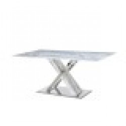Трапезна маса DKD Home Decor Кристал Сребрист Сив Стомана Бял 180 x 90 x 78 cm - Комплекти маси и столове