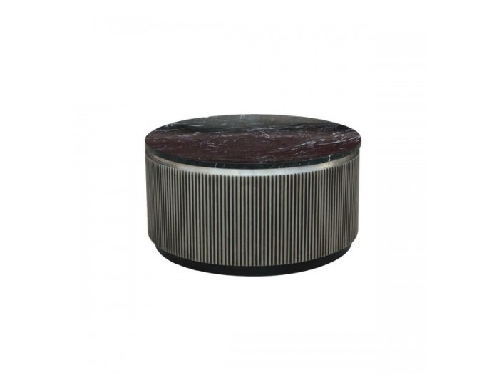 Маса за кафе Home ESPRIT Сребрист Месинг Мрамор 98 x 98 x 48 cm