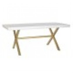 Трапезна маса DKD Home Decor Бял Златен Месинг Дърво манго 180 x 90 x 76 cm - Комплекти маси и столове