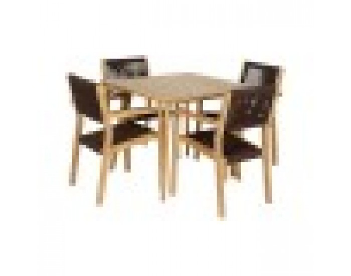Комплект от маса с 4 стола DKD Home Decor 90 x 90 x 75 cm Тик Въже