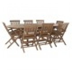 Комплект от маса с стола DKD Home Decor Тик (180 cm) (9 pcs) (180 x 120 x 75 cm) - Комплекти маси и столове