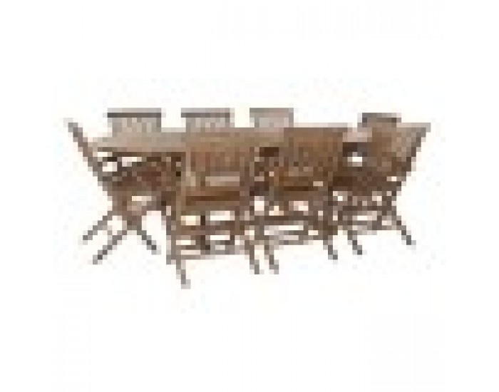Комплект от маса с стола DKD Home Decor Тик (180 cm) (9 pcs) (180 x 120 x 75 cm)