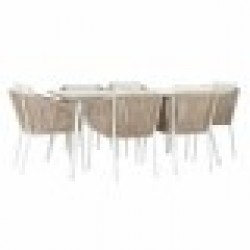 Комплект от маса с стола DKD Home Decor Бежов 78 cm 163 x 95 x 6 cm - Комплекти маси и столове
