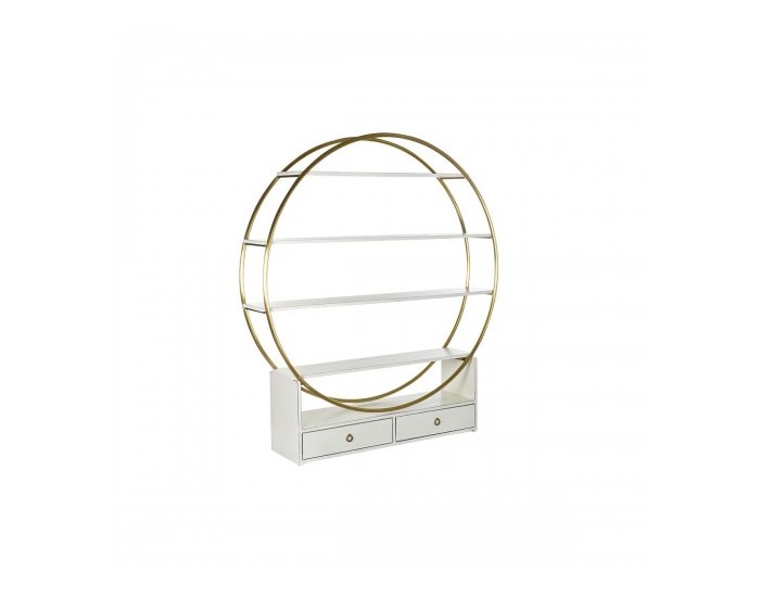 Лавица DKD Home Decor 160 x 35 x 180 cm Златен Метал Бял Топола