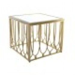 Помощна маса DKD Home Decor Огледало, Златен Метал, Дървен, MDF, 57 x 57 x 52 cm - Холни маси