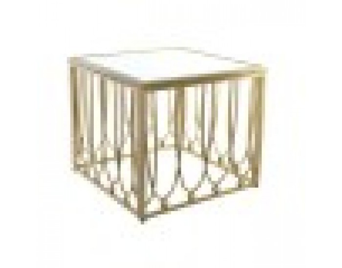 Помощна маса DKD Home Decor Огледало, Златен Метал, Дървен, MDF, 57 x 57 x 52 cm