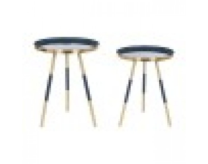 Комплект от 2 маси Home ESPRIT Син Златен 41 x 41 x 51 cm Комплект от 2 маси Home ESPRIT Син Златен 41 x 41 x 51 cm