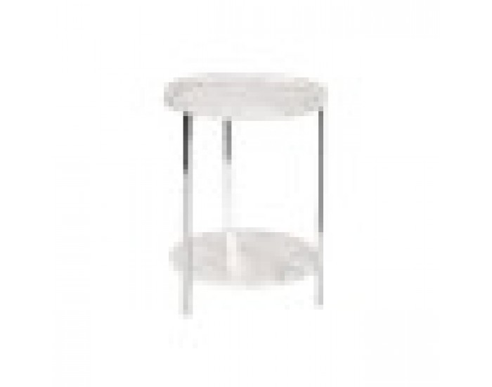 Помощна маса DKD Home Decor Бял Сребрист Метал Дървен MDF 40 x 40 x 53 cm