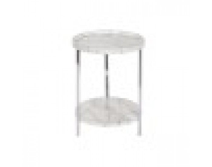 Помощна маса DKD Home Decor Бял Сребрист Метал Дървен MDF 40 x 40 x 53 cm