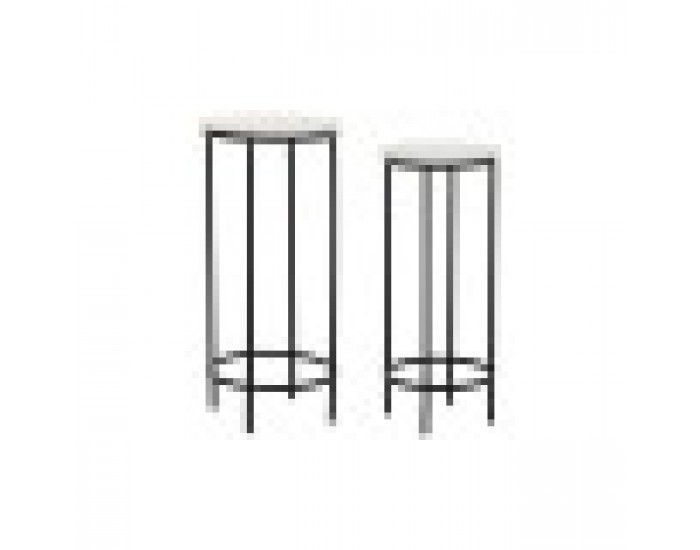 Комплект от 2 масички DKD Home Decor, Черен Метал, Бял, Мрамор, Модерен, 30,5 x 30,5 x 69 cm, 2 броя