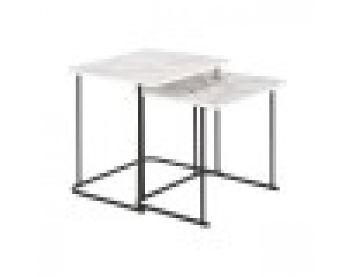 Комплект от 2 маси DKD Home Decor Бял Черен Метал Дървен MDF 51 x 43 x 49 cm