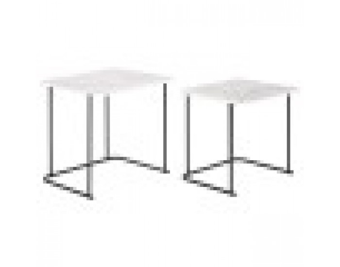 Комплект от 2 маси DKD Home Decor Бял Черен Метал Дървен MDF 51 x 43 x 49 cm