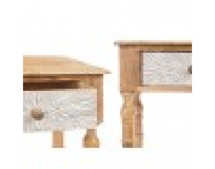 Портманто с 2 чекмеджета Бял Кафяв Дърво манго 98 x 77 x 42 cm Райета Портманто с 2 чекмеджета Бял Кафяв Дърво манго 98 x 77 x 42 cm Райета
