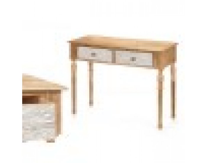 Портманто с 2 чекмеджета Бял Кафяв Дърво манго 98 x 77 x 42 cm Райета Портманто с 2 чекмеджета Бял Кафяв Дърво манго 98 x 77 x 42 cm Райета