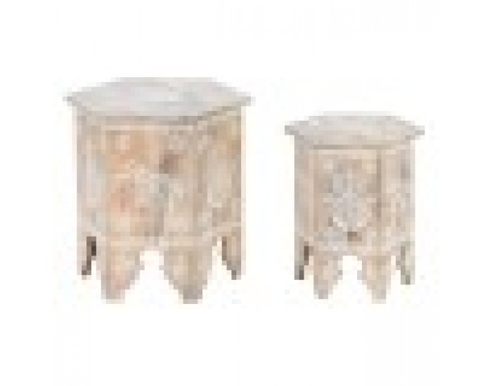 Комплект от 2 маси DKD Home Decor Естествен Дърво манго 48 x 41,5 x 49 cm