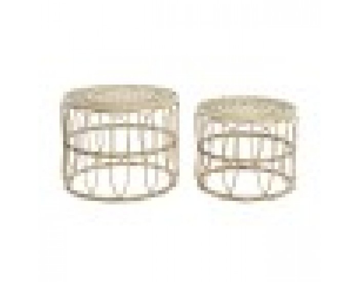 Комплект от 2 маси DKD Home Decor Кафяв Pатан (50 x 50 x 41,5 cm) (50 x 50 x 40 cm)