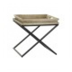 Помощна маса DKD Home Decor Черен Естествен Метал Дърво манго 55 x 45 x 53 cm - Холни маси