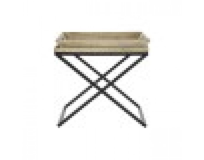 Помощна маса DKD Home Decor Черен Естествен Метал Дърво манго 55 x 45 x 53 cm