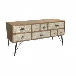 ТВ шкаф DKD Home Decor 120 x 40 x 61 cm Ела Естествен Метал Бял - Холни маси