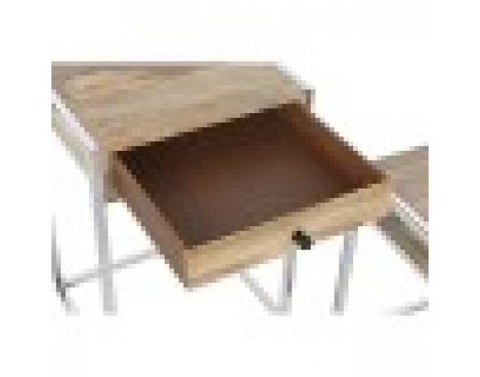 Комплект от 2 маси Home ESPRIT Кафяв Сребрист Естествен Стомана Дърво манго 45,5 x 41 x 66,5 cm