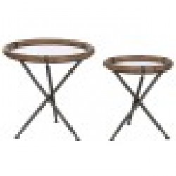 Комплект от 2 маси Home ESPRIT Черен Естествен Кристал Ела 65 x 65 x 66 cm - Холни маси