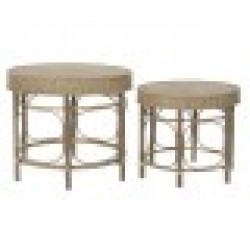 Помощна маса DKD Home Decor Pатан (2 pcs) (61.5 x 61.5 x 52 cm) (50 x 50 x 43.5 cm) - Холни маси