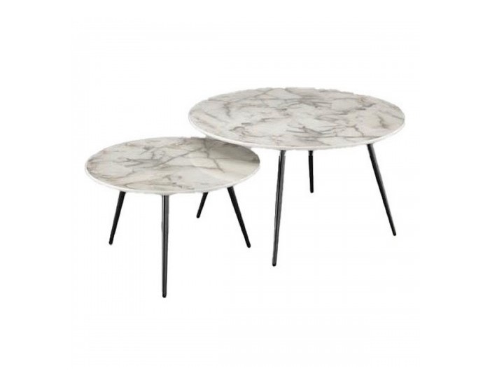 Комплект от 2 маси DKD Home Decor, Стомана, Смола, 80 x 80 x 45 cm