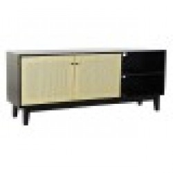 ТВ шкаф DKD Home Decor, Черен, Ела, Pатан - Холни маси