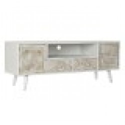 ТВ шкаф DKD Home Decor 136 x 40,5 x 52 cm Ела Бежов Бял Дървен MDF - Холни маси