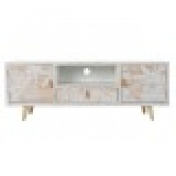 ТВ шкаф DKD Home Decor, Бял, Дървен, Бамбук, 140 x 40 x 51 cm - Холни маси