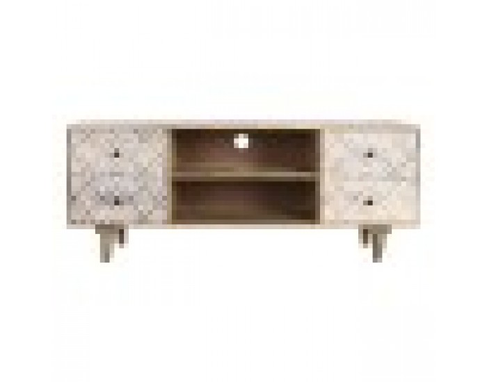 ТВ шкаф DKD Home Decor 135 x 40 x 55 cm Естествен Бял Дърво манго ТВ шкаф DKD Home Decor 135 x 40 x 55 cm Естествен Бял Дърво манго