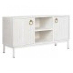 ТВ шкаф DKD Home Decor Златен Метал Бял Дърво манго 120 x 40 x 60 cm - Холни маси