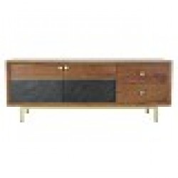 ТВ шкаф DKD Home Decor, Кафяв, Черен, Aкациево дърво, 130 x 42 x 49 cm - Холни маси