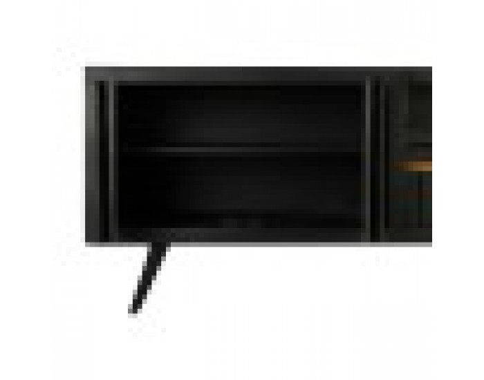 ТВ шкаф DKD Home Decor, Черен, Pатан, Дърво манго, 145,5 x 40,5 x 60 cm