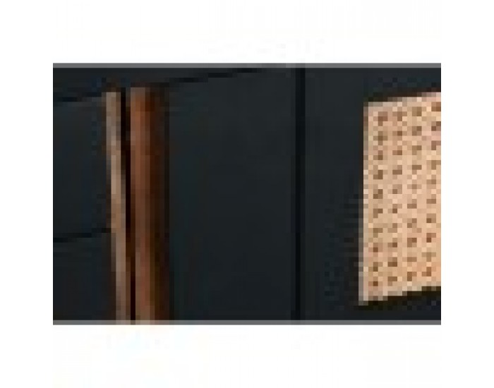 ТВ шкаф DKD Home Decor, Черен, Pатан, Дърво манго, 145,5 x 40,5 x 60 cm