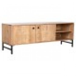 ТВ шкаф Home ESPRIT Кафяв Черен Метал Aкациево дърво 145 x 40 x 52 cm - Маси