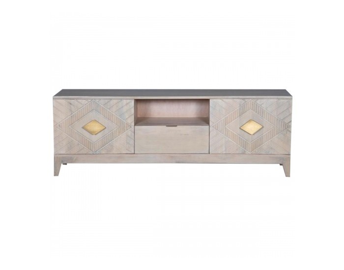 ТВ шкаф DKD Home Decor Бежов Метал Дърво манго 175 x 40 x 60 cm