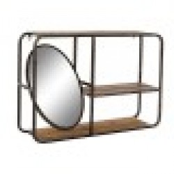 Лавица DKD Home Decor 73 x 19 x 50 cm Огледало Черен Метал Дървен Тъмно сив - Скринове