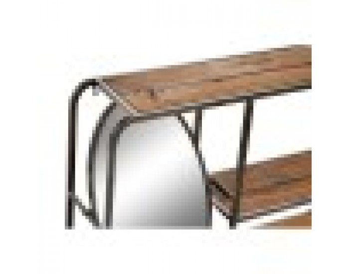 Лавица DKD Home Decor 73 x 19 x 50 cm Огледало Черен Метал Дървен Тъмно сив