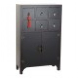 Скрин DKD Home Decor Черен Червен Многоцветен Ела Дървен MDF Ориенталски 63 x 27 x 101 cm - Скринове