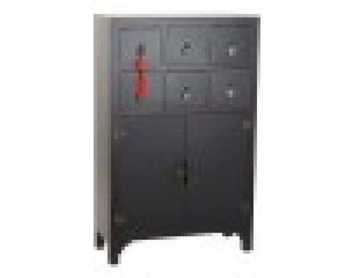 Скрин DKD Home Decor Черен Червен Многоцветен Ела Дървен MDF Ориенталски 63 x 27 x 101 cm