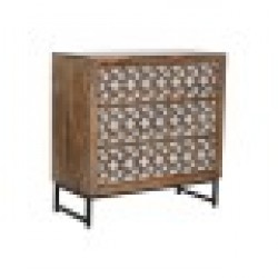Скрин Home ESPRIT Кафяв Черен Сребрист Дърво манго Огледало Индианец 80 x 38 x 80 cm - Скринове