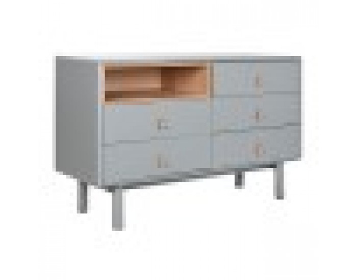 Скрин Home ESPRIT Син Сив Естествен полипропилен Дървен MDF 120 x 40 x 75 cm