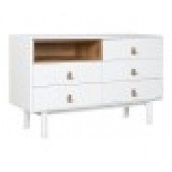 Скрин Home ESPRIT Бял Естествен полипропилен Дървен MDF 120 x 40 x 75 cm - Скринове