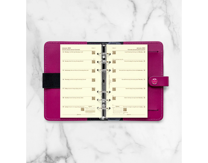 Filofax Пълнител за органайзер Classic, Personal, кремава хартия, за 2025 година, 1 седмица на страница