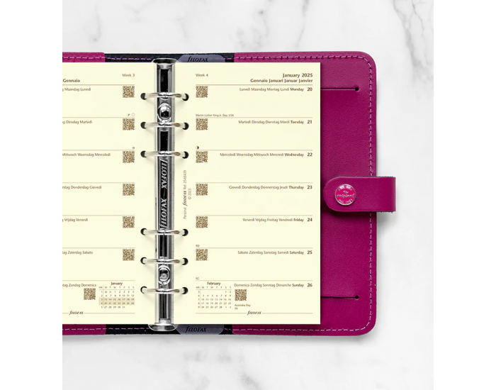Filofax Пълнител за органайзер Classic, Personal, кремава хартия, за 2025 година, 1 седмица на страница