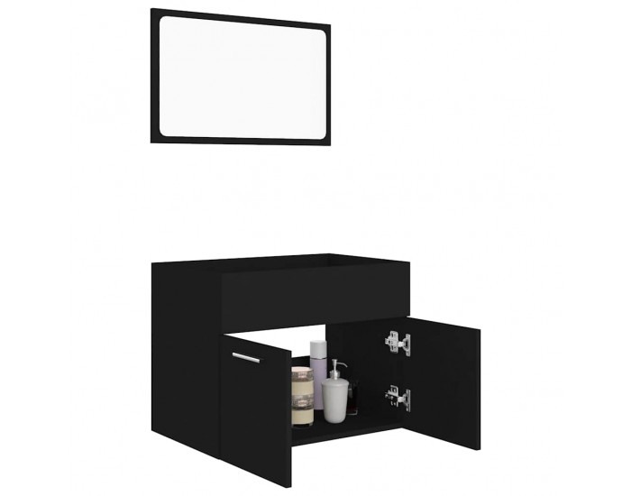Sonata H Комплект мебели за баня от 2 части, черен, ПДЧ