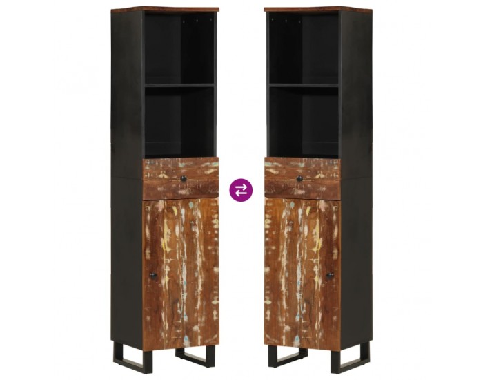 Sonata H Шкаф за баня 38x33x160 см масивно регенерирано дърво