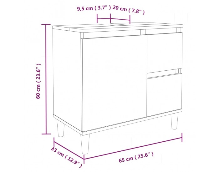 Sonata H Комплект шкафове за баня от 3 части инженерно дърво Сив сонома